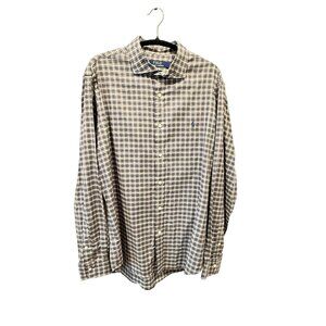 Polo Ralph Lauren Mens Plaid Long-Sleeve Button-Down Shirt Gray/Blue Cotton Size